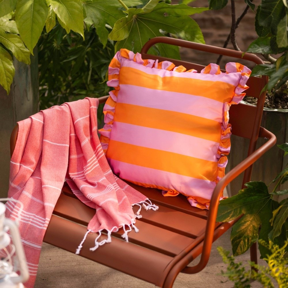 Bright stripe cushion - pink & orange
