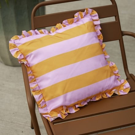 Bright stripe cushion - pink & orange