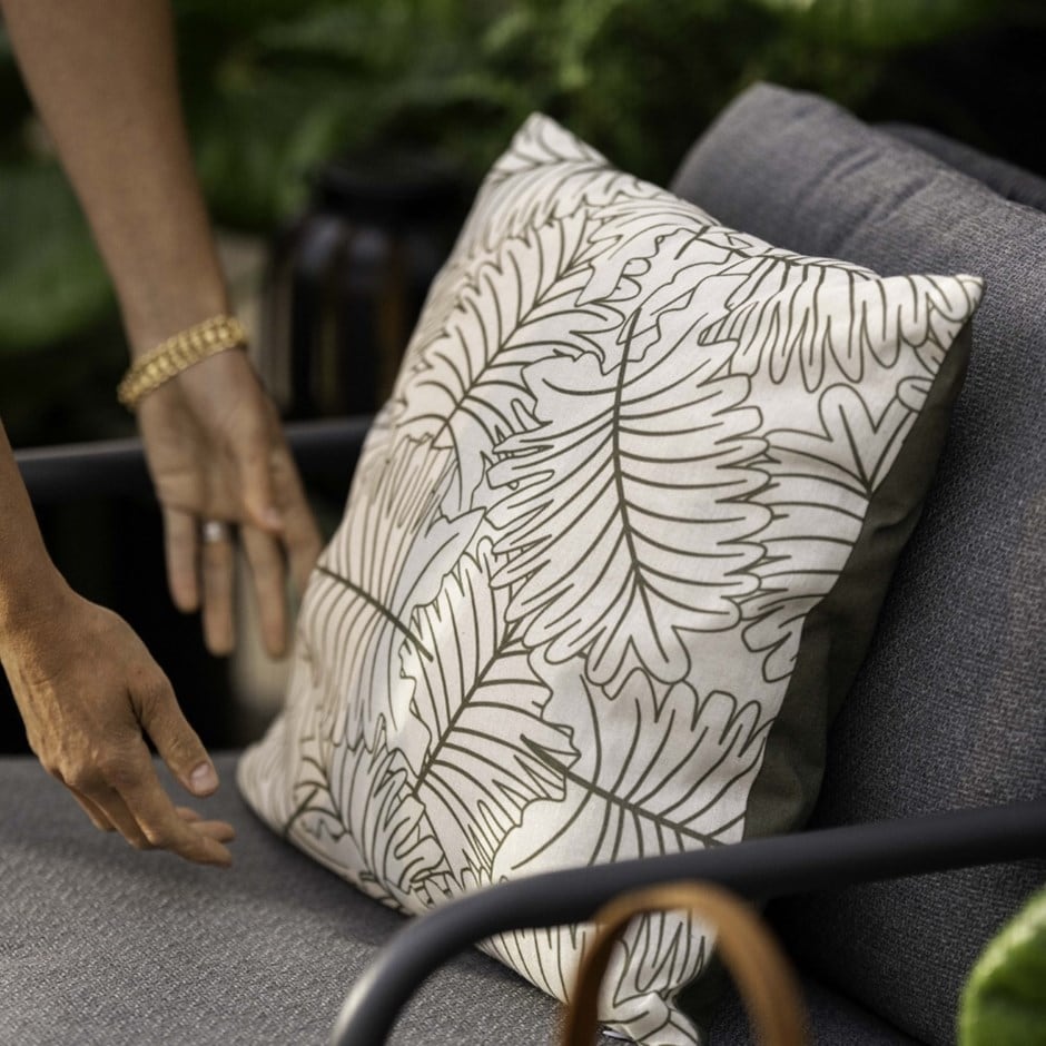 Palm leaf printed cushion