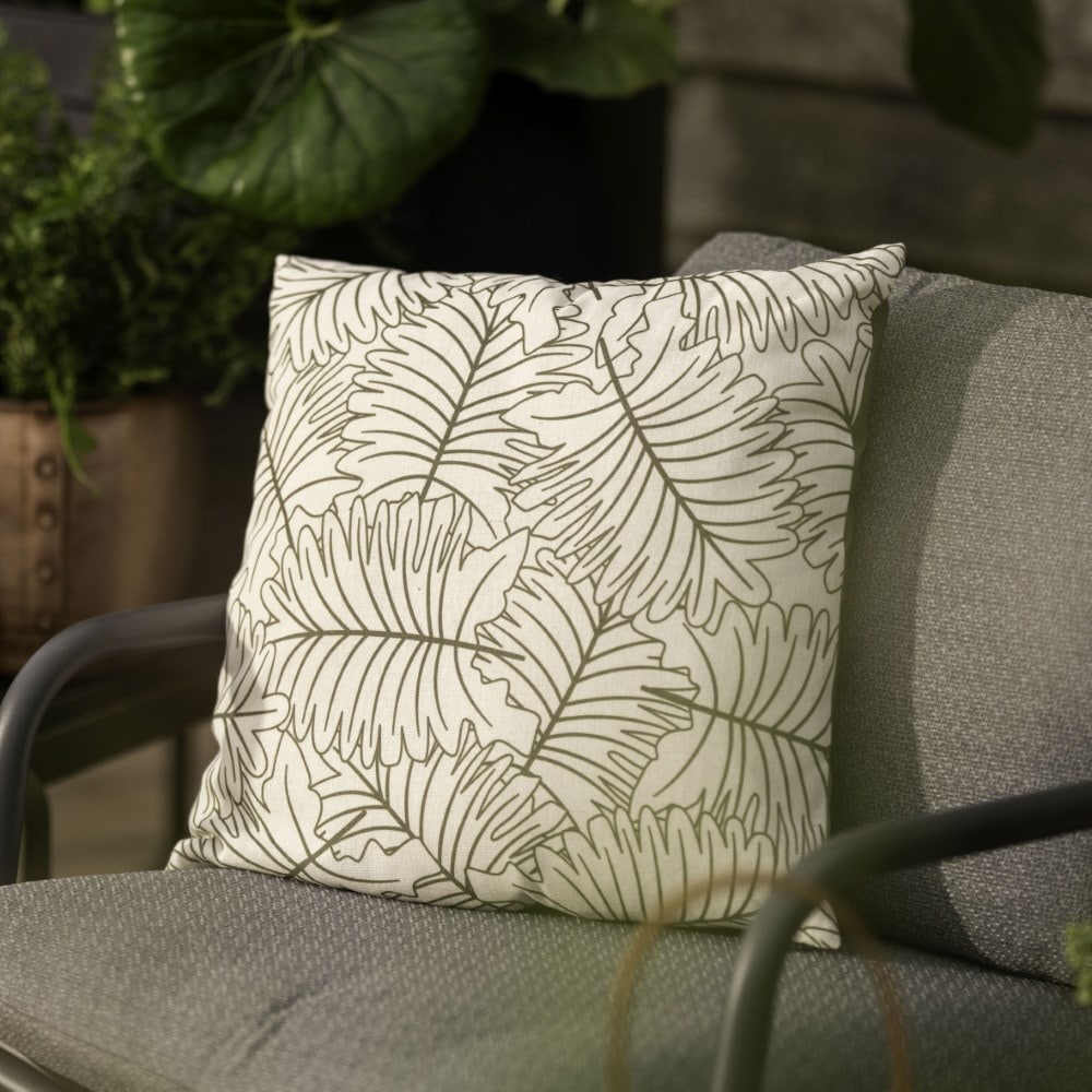 Palm leaf printed cushion