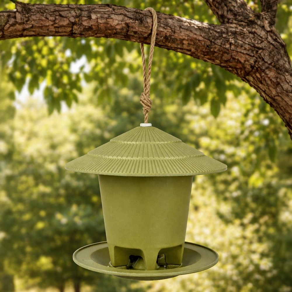 Bamboo bird feeder - green