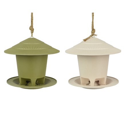 Bamboo bird feeder - white & green
