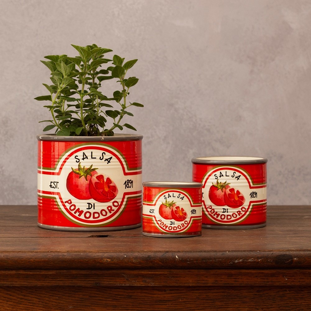 Tomato salsa print plant pot - set of 3