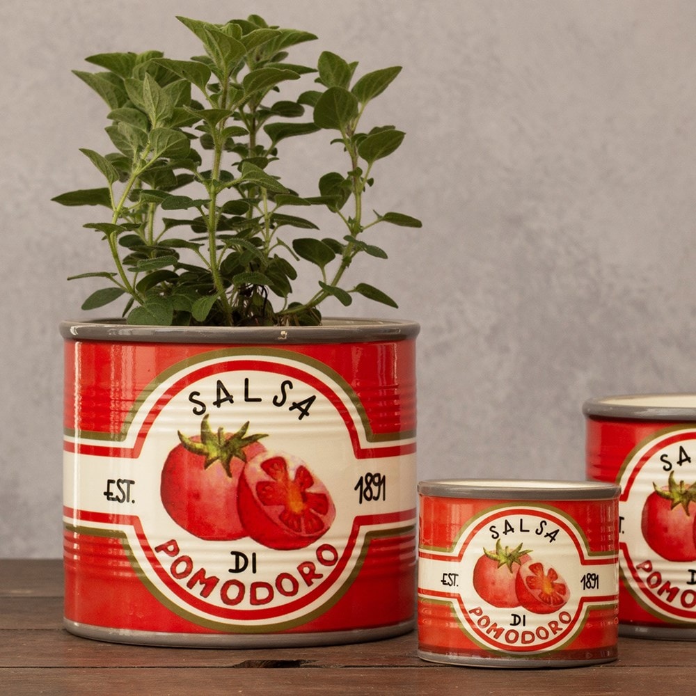 Tomato salsa print plant pot - set of 3