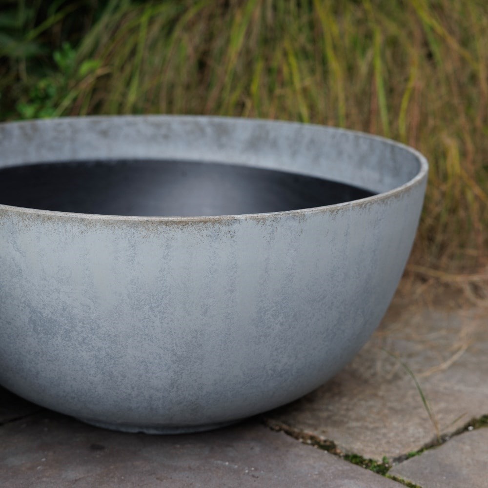 Stone effect bowl planter