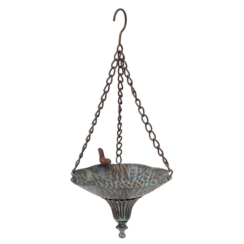 Hanging bird feeder - antique verdigris 