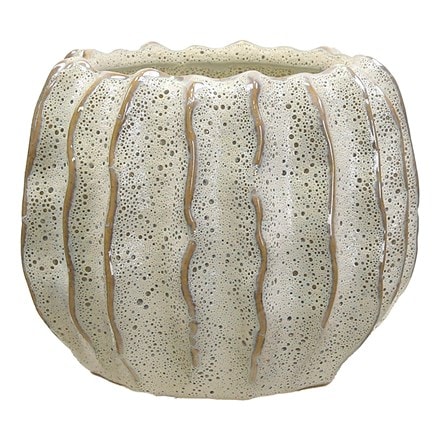 Rustic urchin ribbed pot - cream