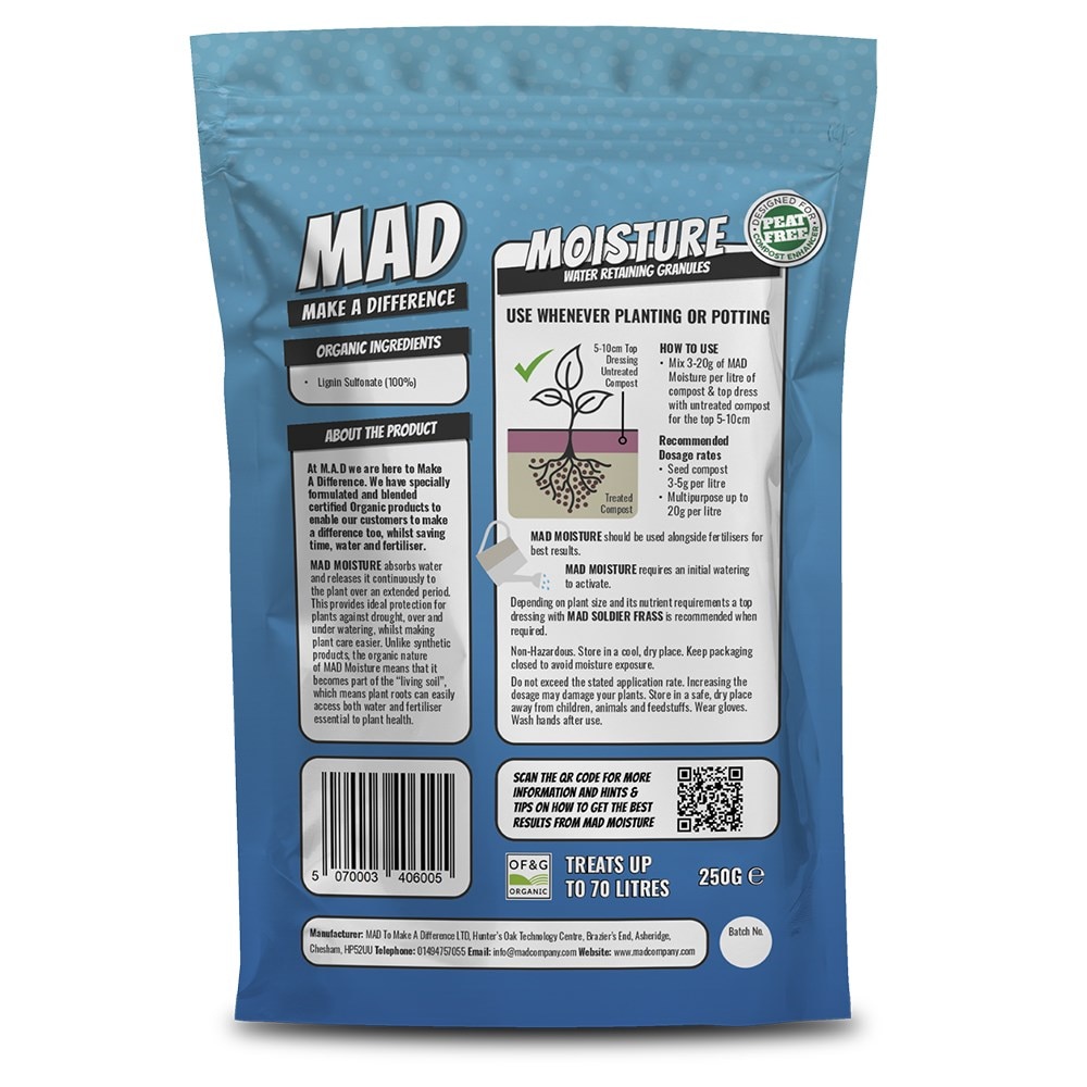 Organic water retaining granules