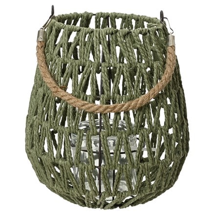Green candle lantern with jute handle