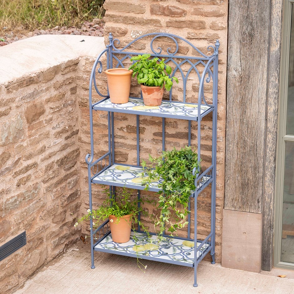 Tiled pot stand with lemon design