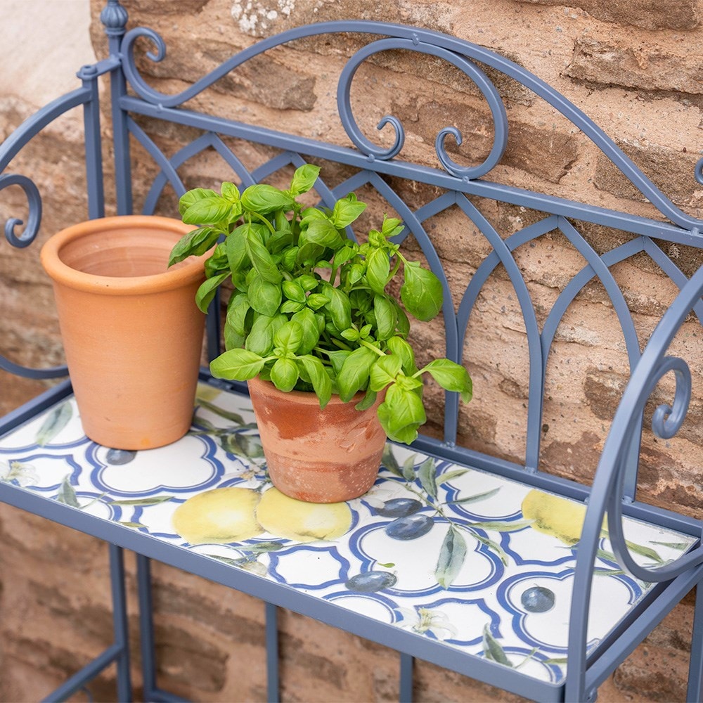 Tiled pot stand with lemon design