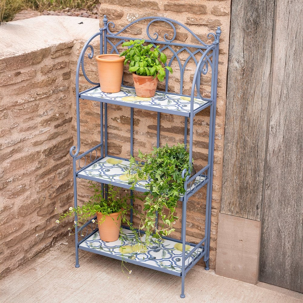 Tiled pot stand with lemon design