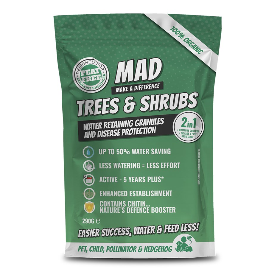 Water retaining granules with pest protection for trees and shrubs