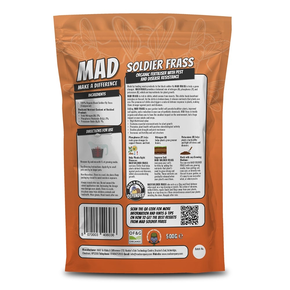 Frass organic fertiliser with pest and disease resistance