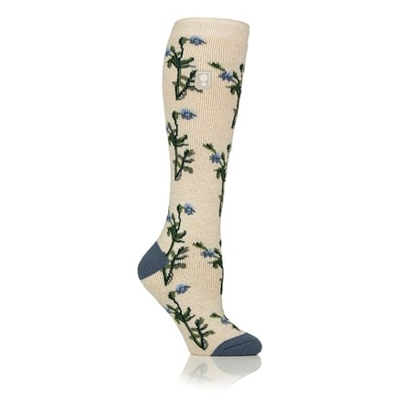 RHS Women's lite thermal wellington boot socks - oatmeal floral