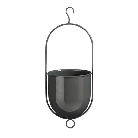 Hanging metal plant pot - charcoal