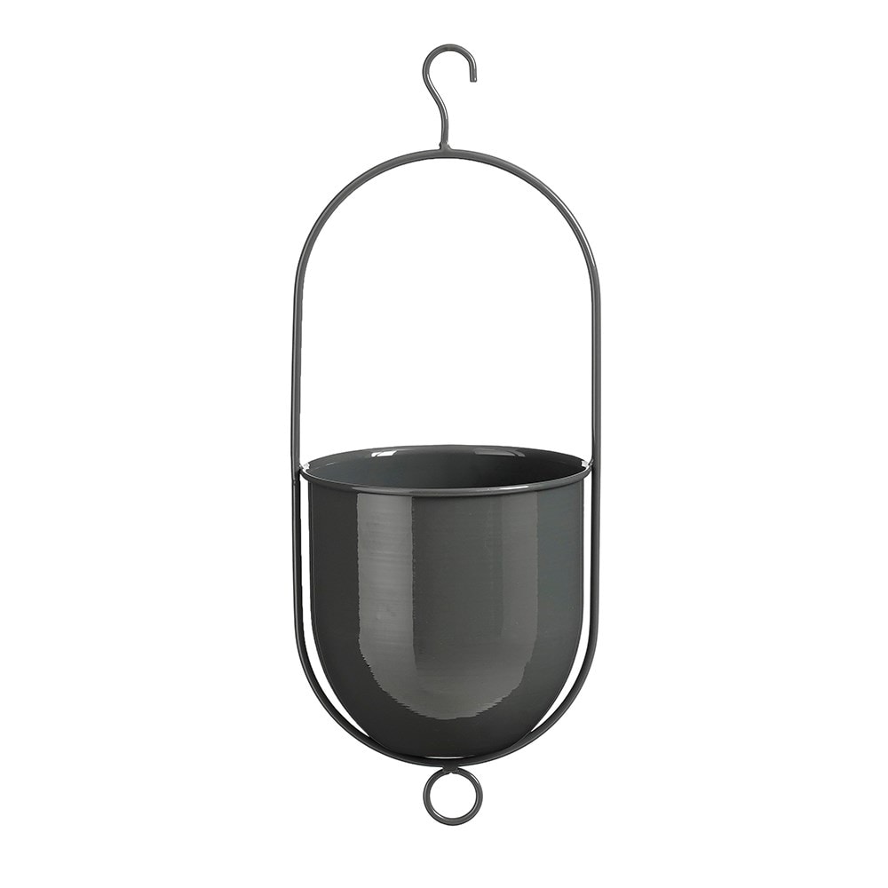 Hanging metal plant pot - charcoal 