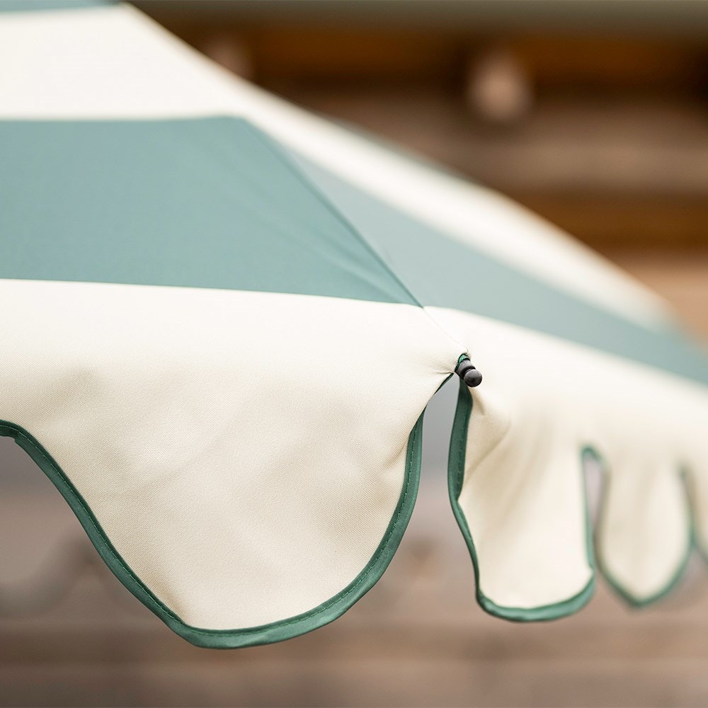 Green stripe scallop edge parasol
