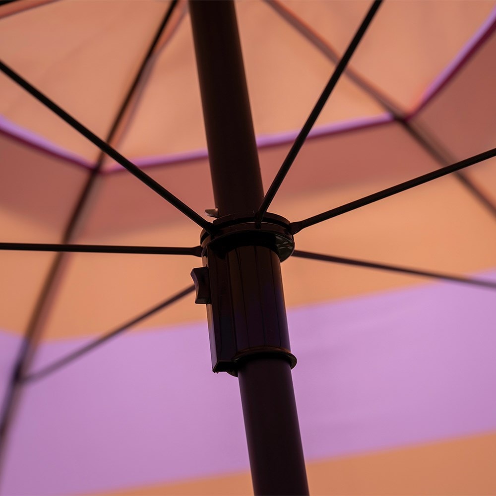 Pink orange stripe scallop edge parasol