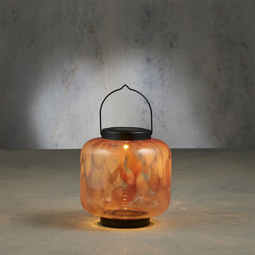 Solar orange glass lantern
