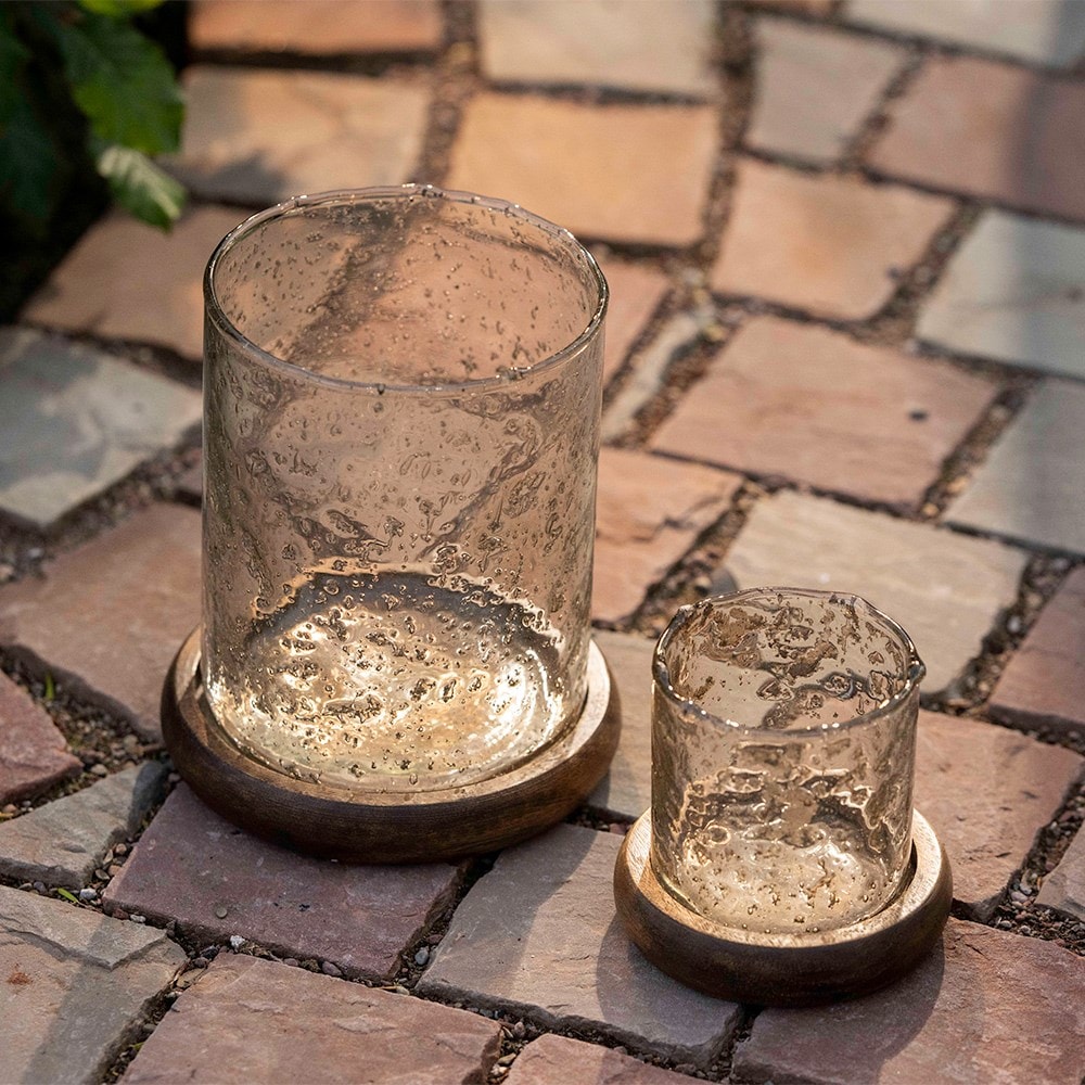 Bubble glass candle lantern