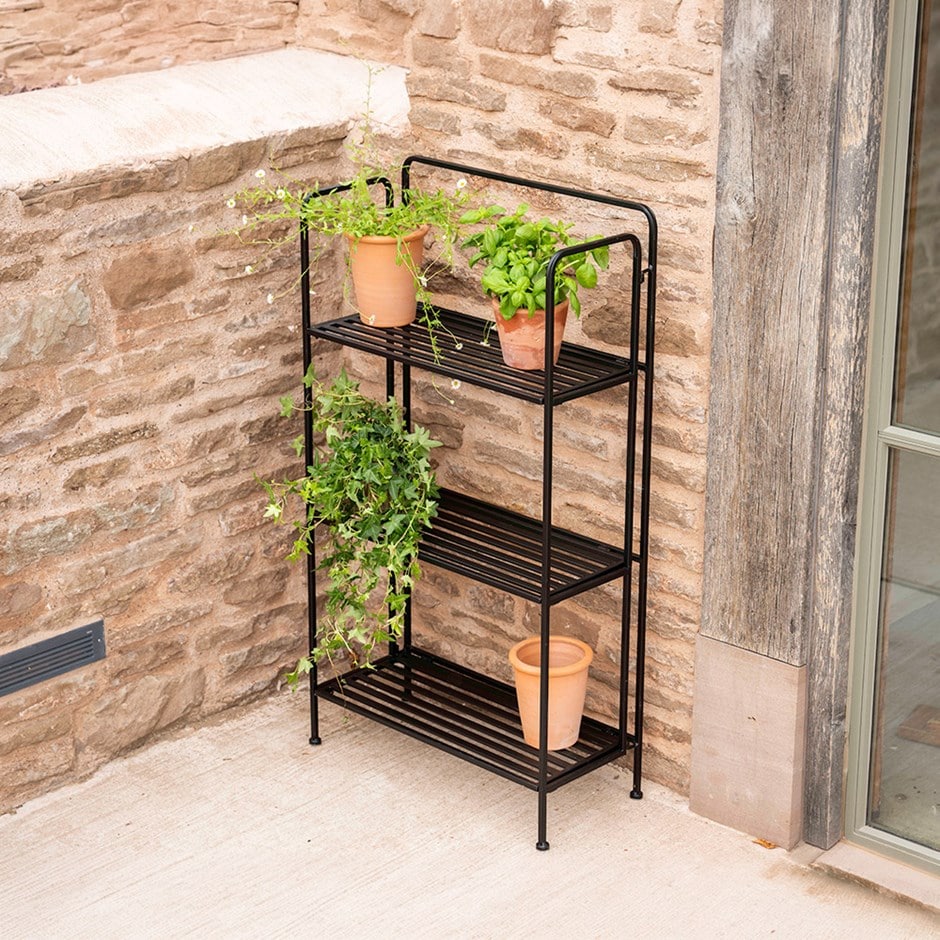 Three tier folding plant stand - painted metal