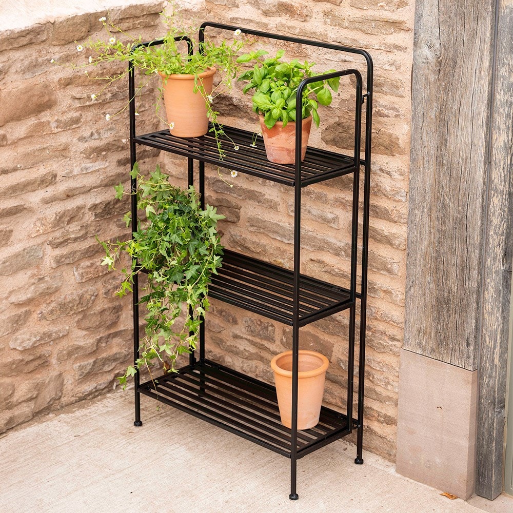 Three tier folding plant stand - painted metal