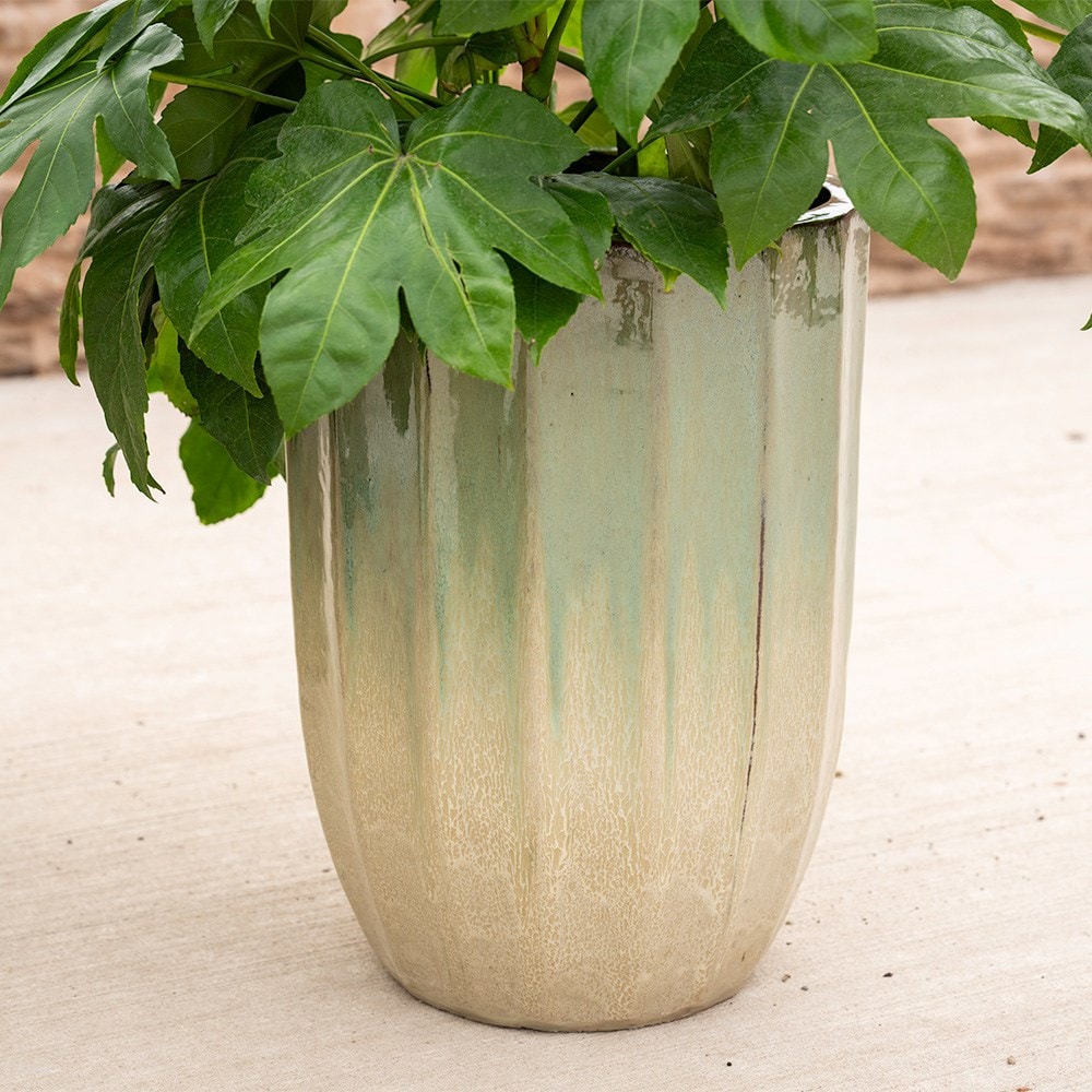 Ombre reactive glaze tall planter 