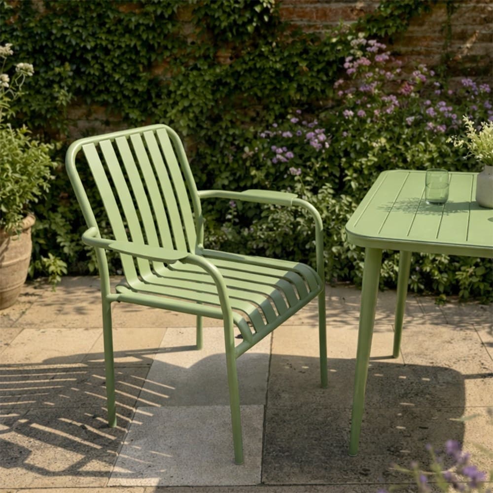 Green 4 seat aluminium dining set