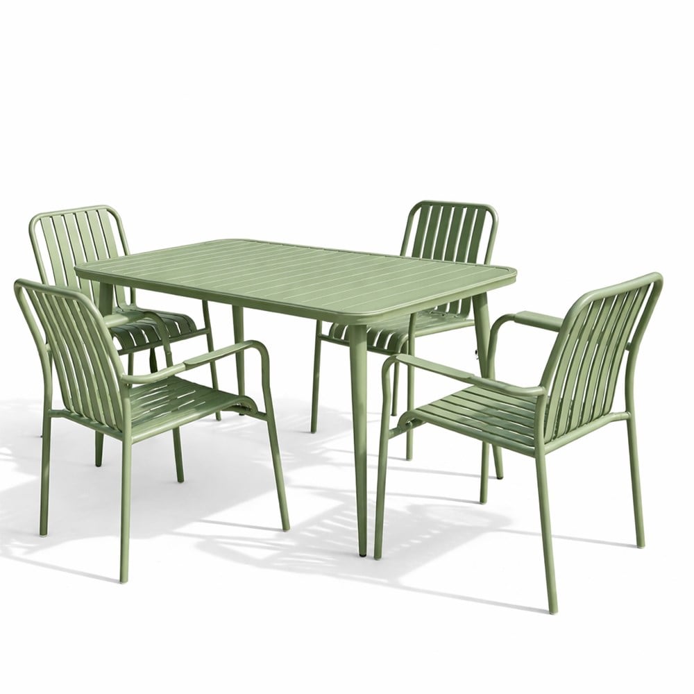 Green 4 seat aluminium dining set