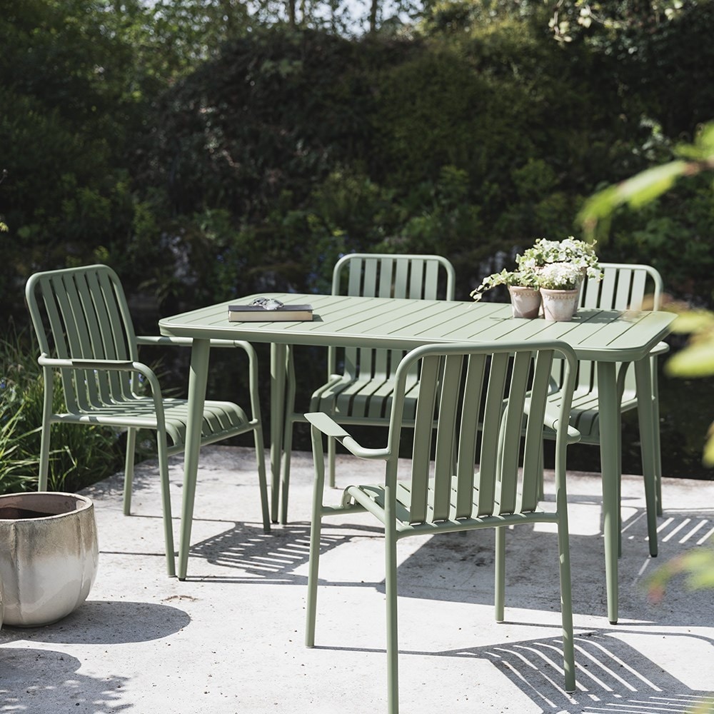 Green 4 seat aluminium dining set