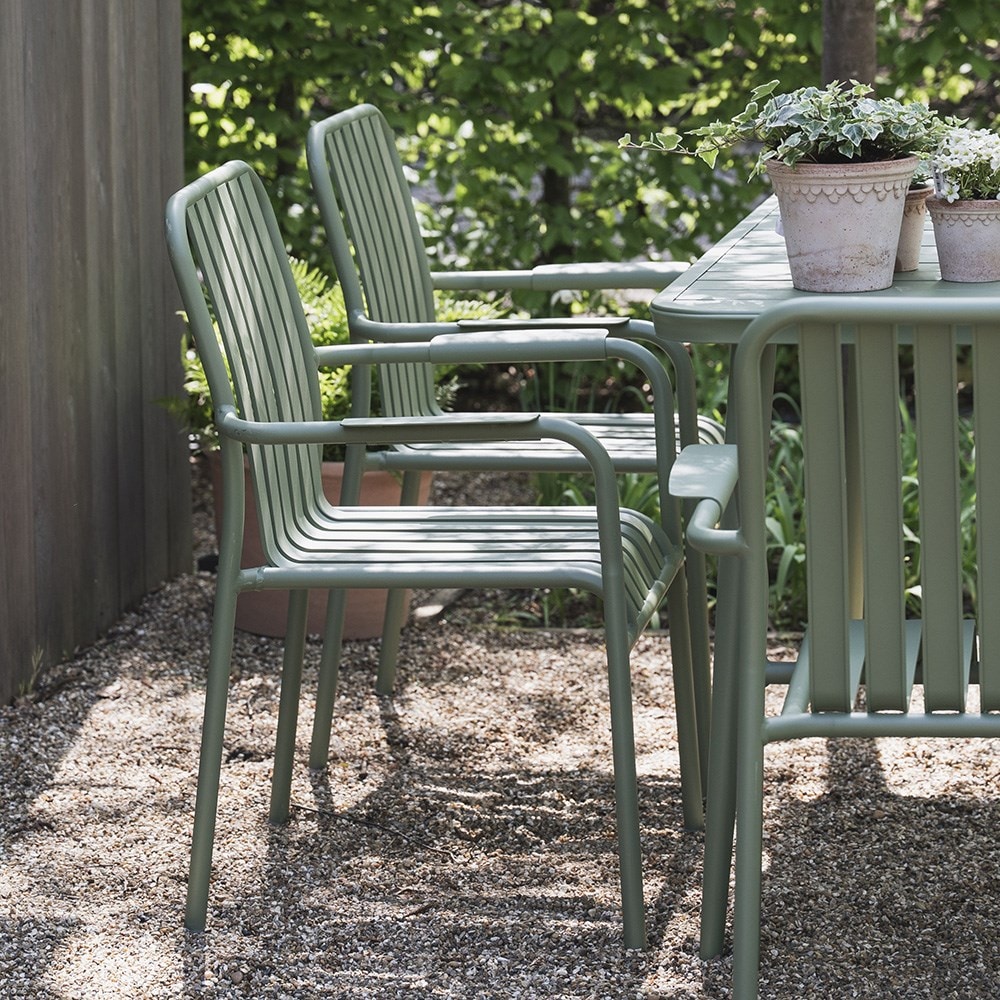 Green 4 seat aluminium dining set