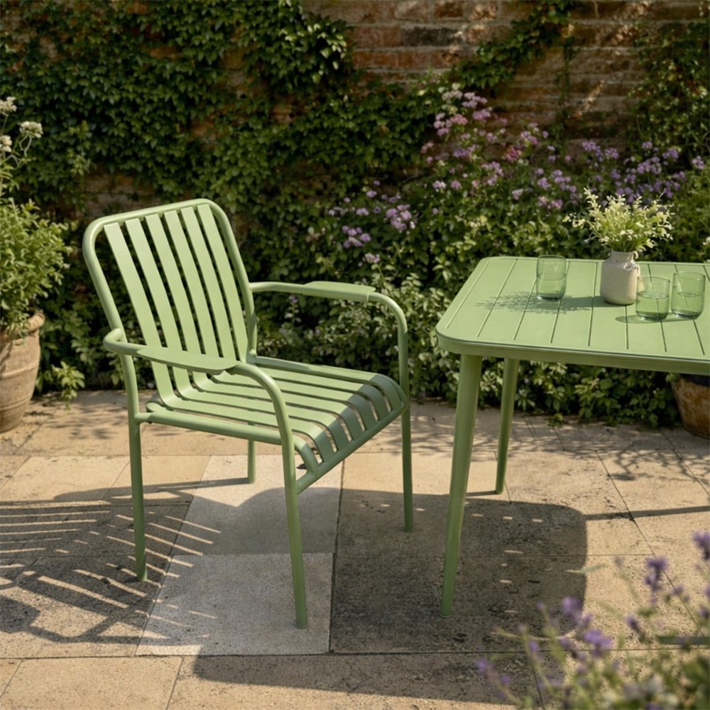 Green 2 seat aluminium bistro set