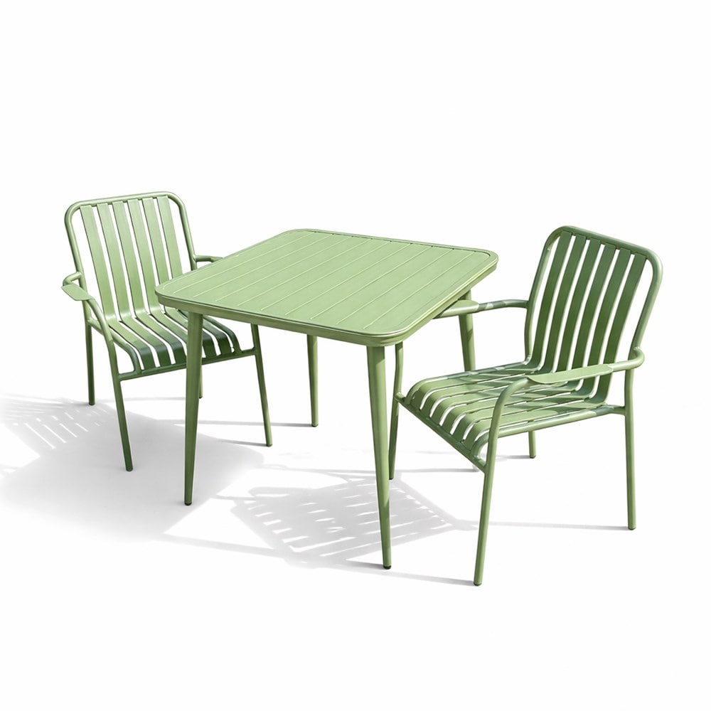 Green 2 seat aluminium bistro set