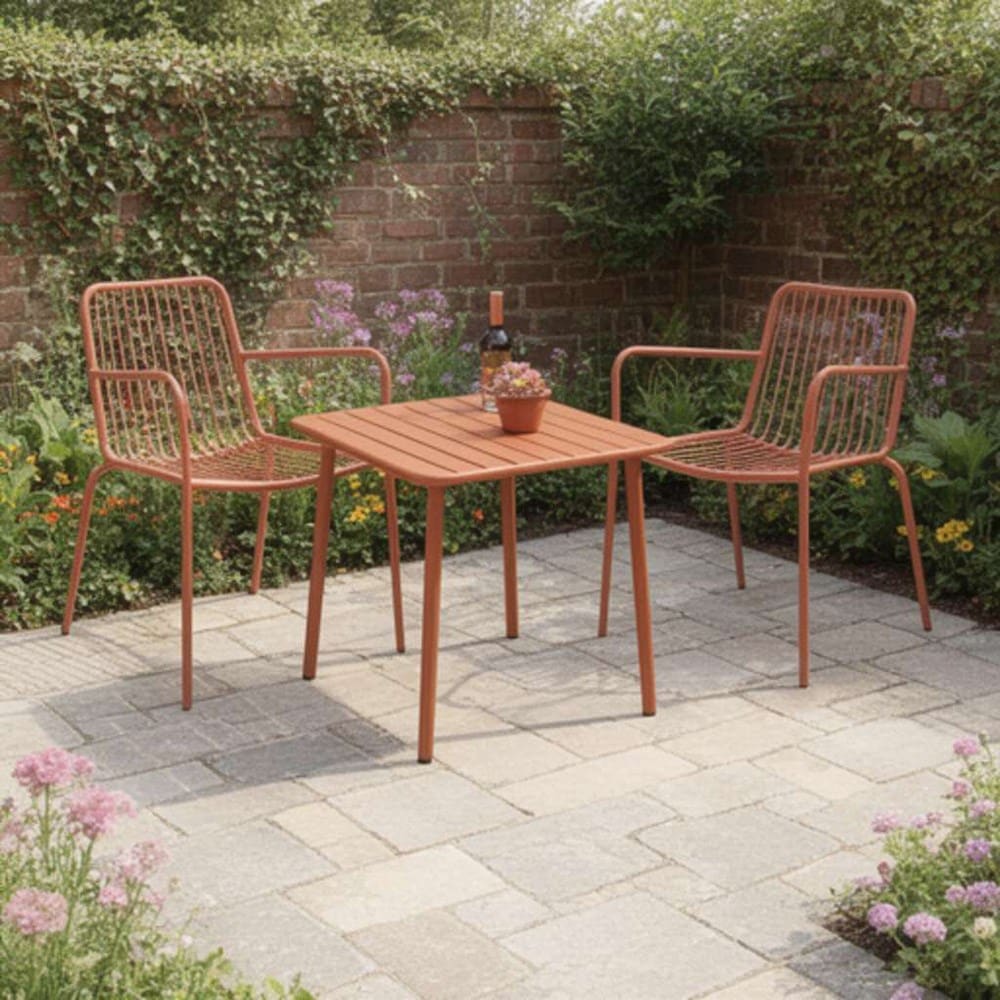 Terracotta metal bistro set