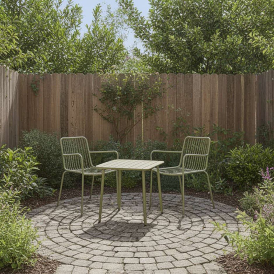 Green metal bistro set