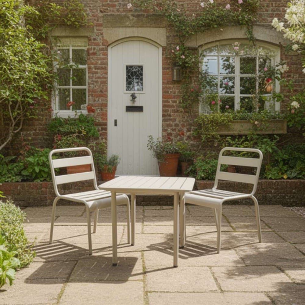 Light grey metal bistro set