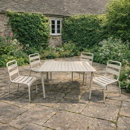 Metal four seat dining set - light grey