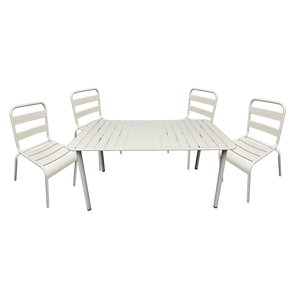 Metal four seat dining set - light grey