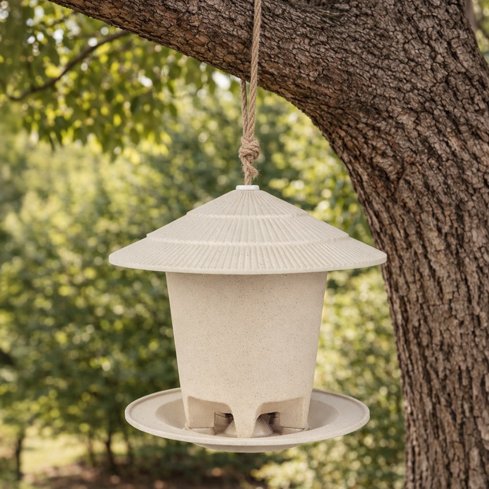 Bamboo bird feeder - white