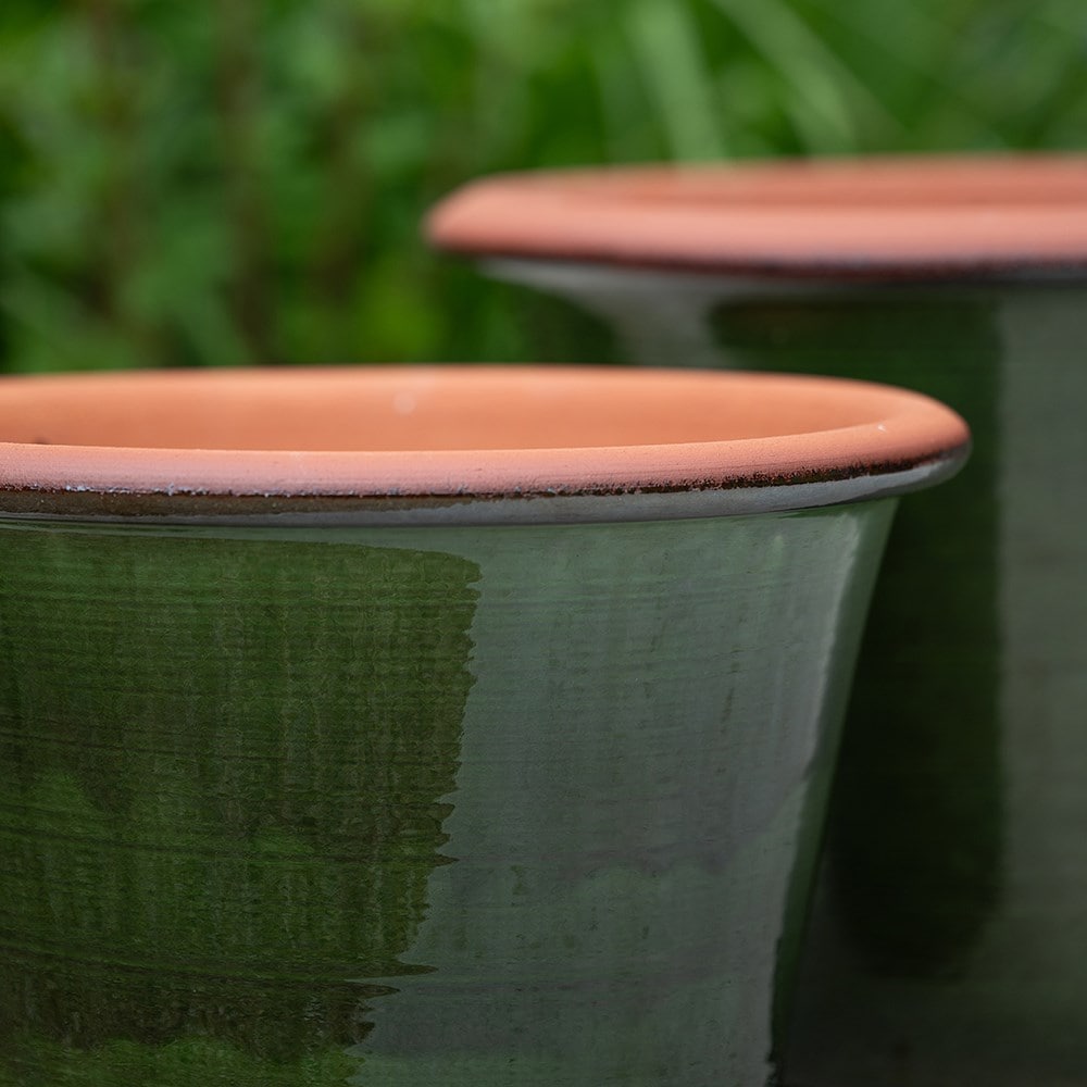 Glazed terracotta terrace pot - moss
