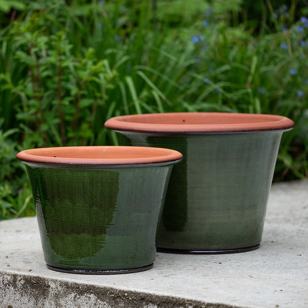 Glazed terracotta terrace pot - moss