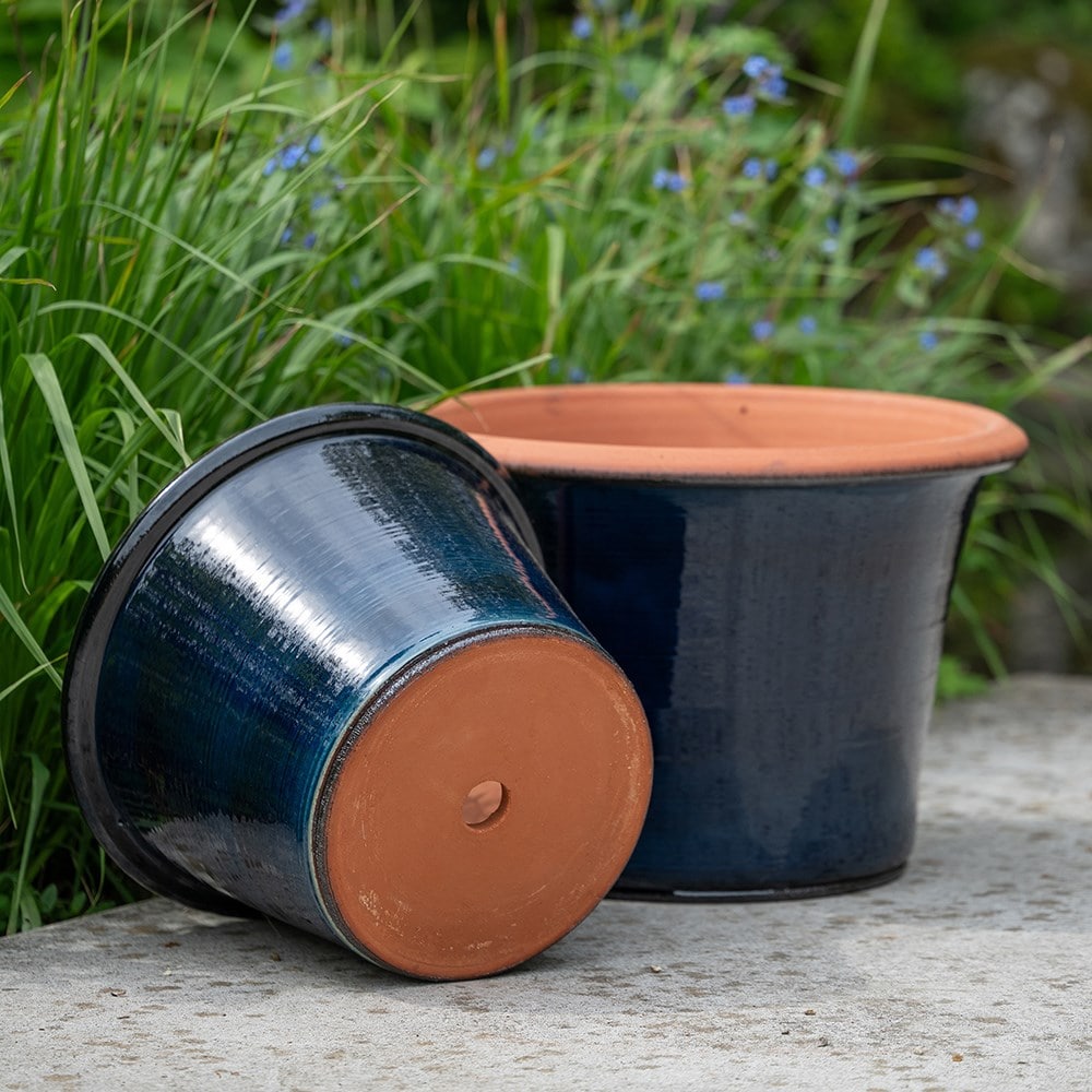 Glazed terracotta terrace pot - ink