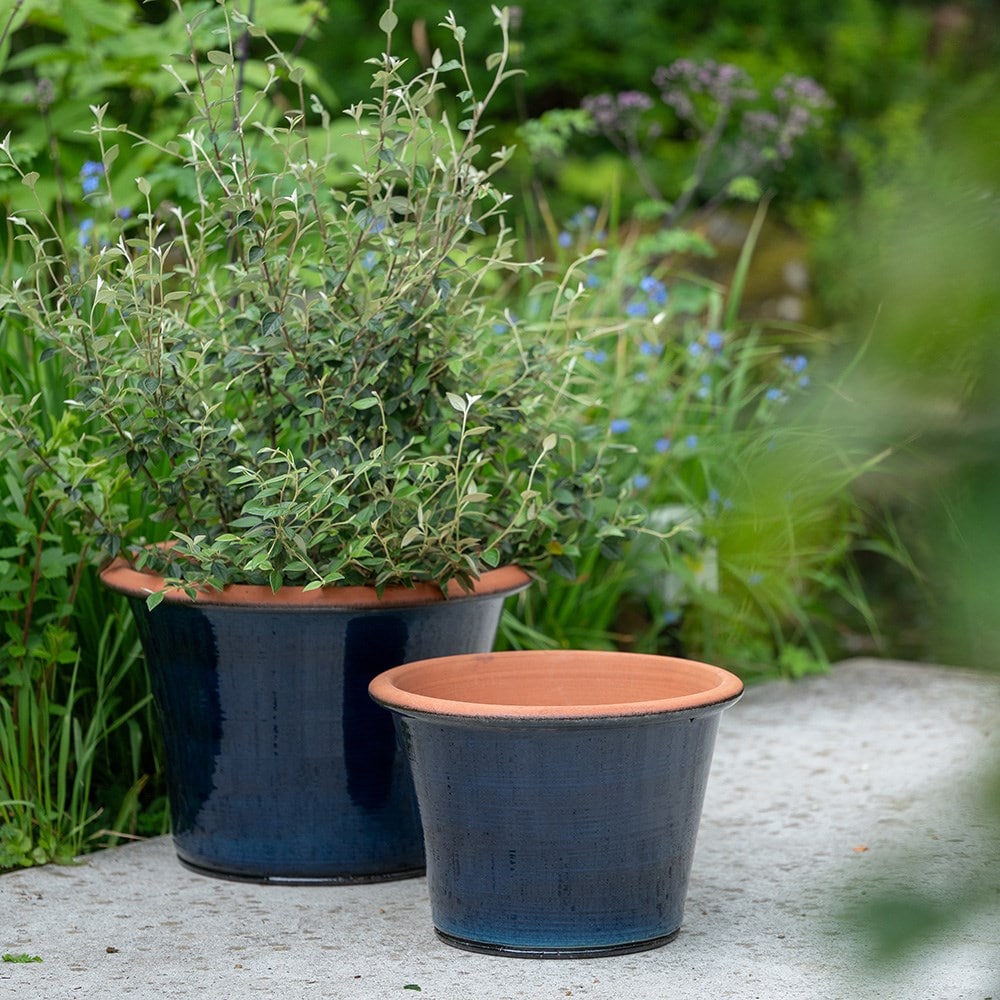 Glazed terracotta terrace pot - ink