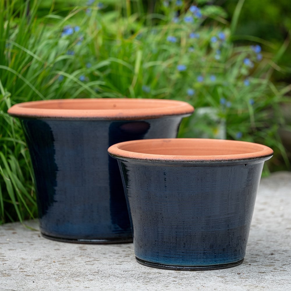 Glazed terracotta terrace pot - ink