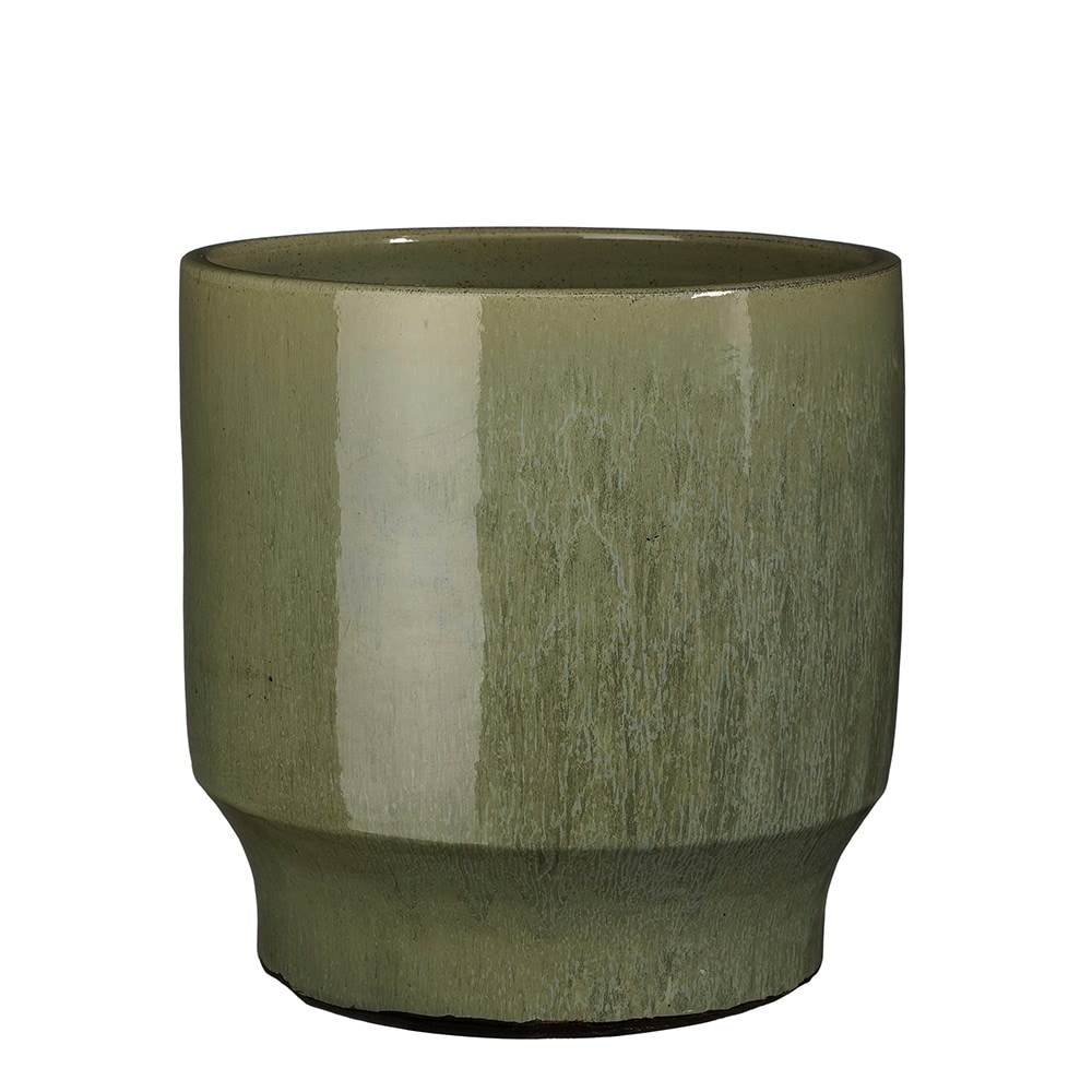 Round plant pot - khaki green 