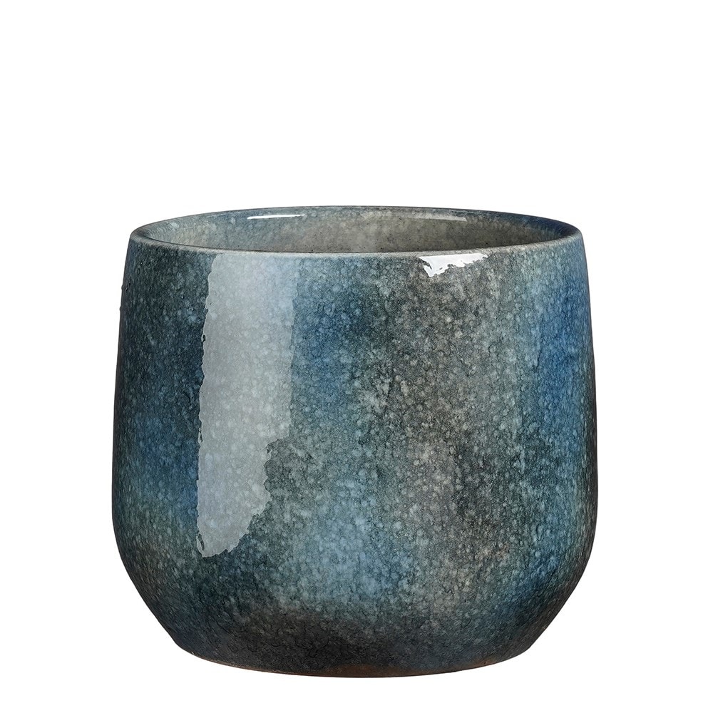 Reactive glaze plant pot - blue