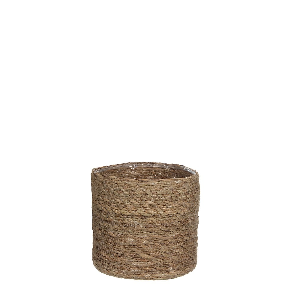Woven jute round plant pot - natural