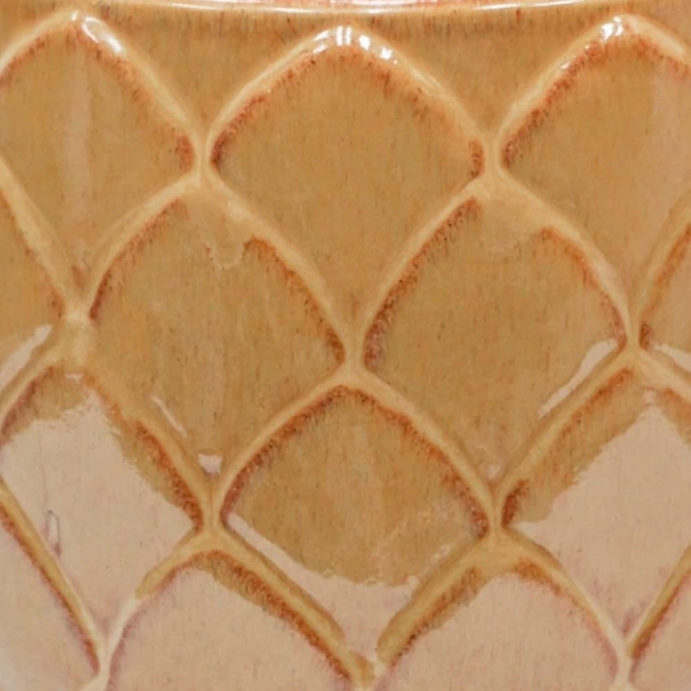 Leaf glazed terracotta pot - ochre