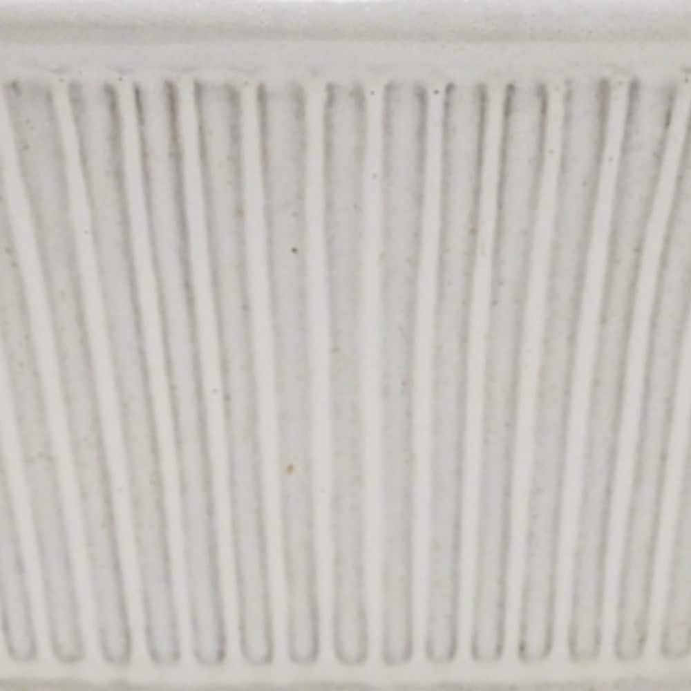 Ribbed glazed trough planter - white